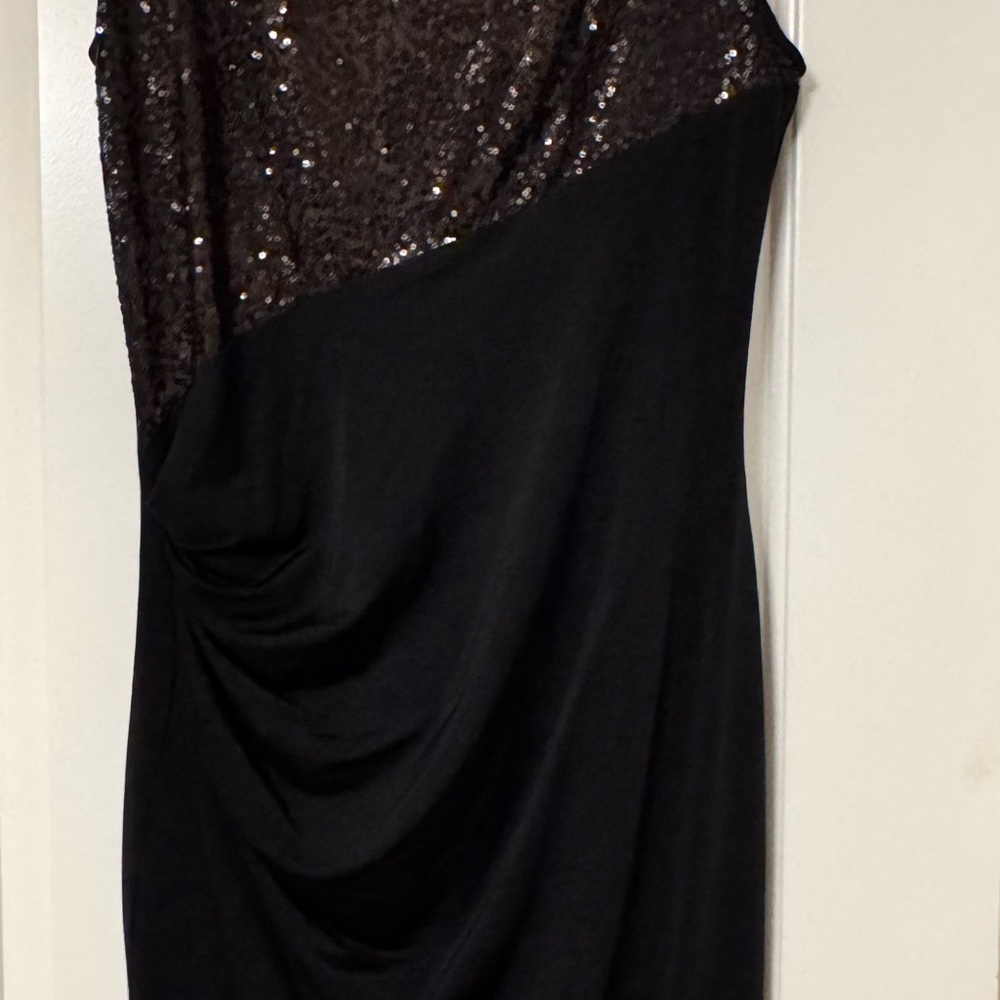 Anne Klein Black and Brown Asymmetrical Dress